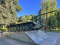 Monument - a tank commemorating the entry into Dubienka in 1944 of the units of the 2nd Infantry Division of the Polish Army. Jan Royalty Free Stock Photo