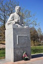 Monument to Academician Valentin Petrovich Glushko, designer of rocket engines, Moscow, Russia. Royalty Free Stock Photo