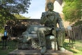 A monument to acclaimed author Jorge Luis Borges stands outside the National Library in Buenos Aires Royalty Free Stock Photo