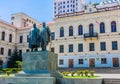 Monument to Akaki Tsereteli and Ilia Chavchavadze on Rustaveli Avenue in Tbilisi. Georgia