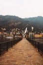 A monument to Alessandro Volta on the lake Como, Italy