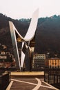 A monument to Alessandro Volta on the lake Como, Italy