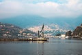 A monument to Alessandro Volta on the lake Como, Italy