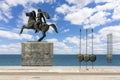 Monument to Alexander the Great on Thessaloniki embankment, Greece (inscription \