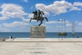 Monument to Alexander the Great on Thessaloniki embankment, Greece inscription Royalty Free Stock Photo