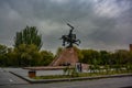 Monument to Andranik Zoravar near the Church of St. Gregory the Illuminator in the center of Yerevan, May 2, 2019 Royalty Free Stock Photo