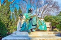 The monument to Anonymous in the park of Vajdahunyad Castle in Budapest, Hungary