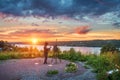 Monument to the artist Levitan on Mount Levitan in Plyos Royalty Free Stock Photo