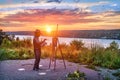 Monument to the artist Levitan on Mount Levitan in Plyos Royalty Free Stock Photo