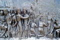 monument to the battle of ayacucho peru high relief in bronze of 12-9-1824 with soldiers fighting with cavalry and cannons