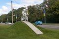 Monument to a bicyclist in KharkÃâv