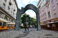 The monument to Bulat Okudzhava in Plotnikov pereulok Royalty Free Stock Photo