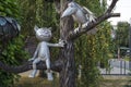 Monument to the cartoon character `A kitten from Lizyukov street` in the Northern district of Voronezh on Lizyukov street.