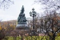 Monument to Catherine in autumn in St. Petersburg