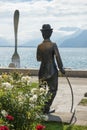 Monument to Charlie Chaplin in Vevey, Geneva lake, Switzerland