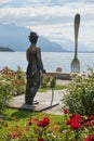 Monument to Charlie Chaplin in Vevey, Geneva lake, Switzerland
