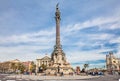 Monument to Christopher Columbus at the lower end of La Rambla in Barcelona Spain Royalty Free Stock Photo