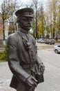Monument to the conductor at the first Vitebsk tram Royalty Free Stock Photo