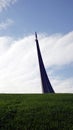 Moscow. Russia-September 2018: Monument to the conquerors of space at VDNH against the sky. Royalty Free Stock Photo