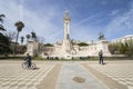 Monument to the Constitution of 1812, tourist visiting the monument in spring, Cadiz, Andalusia, Spain