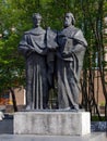Monument to the creators of the Slavic alphabet Saints Cyril and Methodius in Murmansk