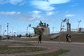 Monument to the crew of Goleta Ancud on the waterfront in Punta Arenas, Chile Royalty Free Stock Photo