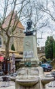 View of Monument to de Theophile Marcou, Mayor of Carcassonne. Carcassonne fortification. France