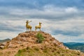 Monument to deer at the Gesar Parking lot near the city of Ulan-Ude, Republic of Buryatia, Russia.