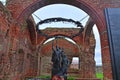 Monument to defenders of fortress in ruined Temple in Fortress Oreshek near Shlisselburg, Russia