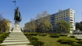 Monument to Demetrius of Thessaloniki Dmitry Solunsky. Sunny spring view.