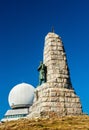 Monument to the Diables Bleus and an air traffic control radar station on top of the Grand Ballon mountain in Alsace Royalty Free Stock Photo