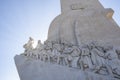 monument to the discoveries, with famous people in the history of Portugal carved in stone, backlight , Belem, lisbon, portugal