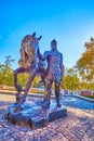 The monument to Dobrynya, famous warlord, located in Drevlians Park in Korosten, Ukraine