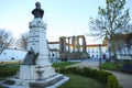 Monument to Doctor Barahona in the Garden of Diana and roman temple in Evora. Alentejo Portugal Royalty Free Stock Photo