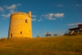 Monument to don Quixote and Sancho Panza at the tower of the fortress in the evening. Varadero. Cuba