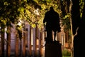 Monument to Duke Albrecht and Immanuel Kant grave at night. Memorial for german philosopher. Kaliningrad, Koenigsberg, Russia