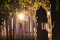 Monument to Duke Albrecht and Immanuel Kant grave at night. Memorial for german philosopher. Kaliningrad, Koenigsberg, Russia