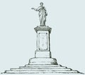 Monument to Duke de Richelieu. Odessa, Ukraine. Vector sketch Royalty Free Stock Photo