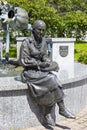 Monument to an embroiderer in a national costume on the town square, Makow Podhalanski, Poland