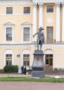Monument to emperor Paul I in front of Pavlovsk Palace in St Petersburg, Russia Royalty Free Stock Photo