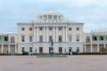 St. Petersburg, Russia October 23, 2017: Monument to emperor Paul I in front of the Pavlovsk Palace in Pavlovsk Royalty Free Stock Photo