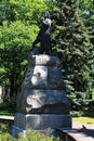 Monument to the Estonian national poetess Lydia Koidula. The figure of a woman on a high stone pedestal