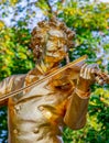 Monument to famous composer Johann Strauss in Stadtpark in autumn, Vienna, Austria