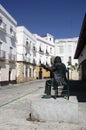 The monument to the famous Spanish singer flamenco Chano Lobato at the center of art `La Merced`in Cadiz. Royalty Free Stock Photo