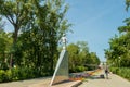 Monument to the first woman-cosmonaut Valentina Tereshkova, which is installed in the park named after her .