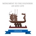 Monument to Founders Kyiv City Kiev Ukraine flat vector landmark