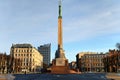 Monument to Freedom in Riga on a winter day1 Royalty Free Stock Photo