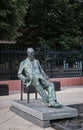 Monument to French architect, artist and designer Le Corbusier in Moscow on Myasnitskaya Street, landmark Royalty Free Stock Photo