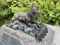 Moscow, Russia, July, 02, 2021. Monument to the front dog in Petrovsky Lane. Moscow. Russia