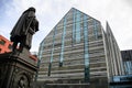 Monument to Gottfried Wilhelm Leibniz in the courtyard of Leipzig University, Leipzig, Germany. November 2019